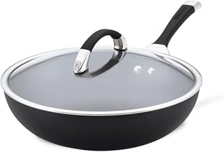 82687 Espree Hard Anodized Nonstick Deep Frying Pan / Fry Pan / Skillet with Lid and Helper Handle - 12 Inch, Black