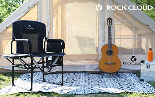 Rock Cloud Folding Camping Chair With Storage Pocket And Side Table Compact Portable Camp Chairs Outdoor For Camp Lawn Hiking Fishing Sports Black #TOP1