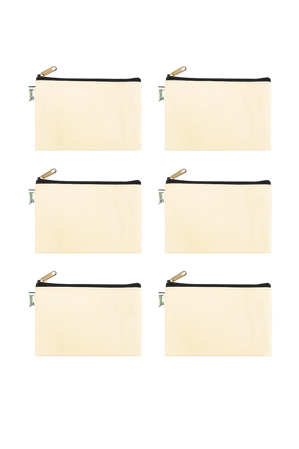vantagekart Canvas Makeup & Pencil Pouch – Beige Cotton Case with Black Zipper | Multipurpose Pack of 6 for Printing, Artists, Students & Craft-picture-11