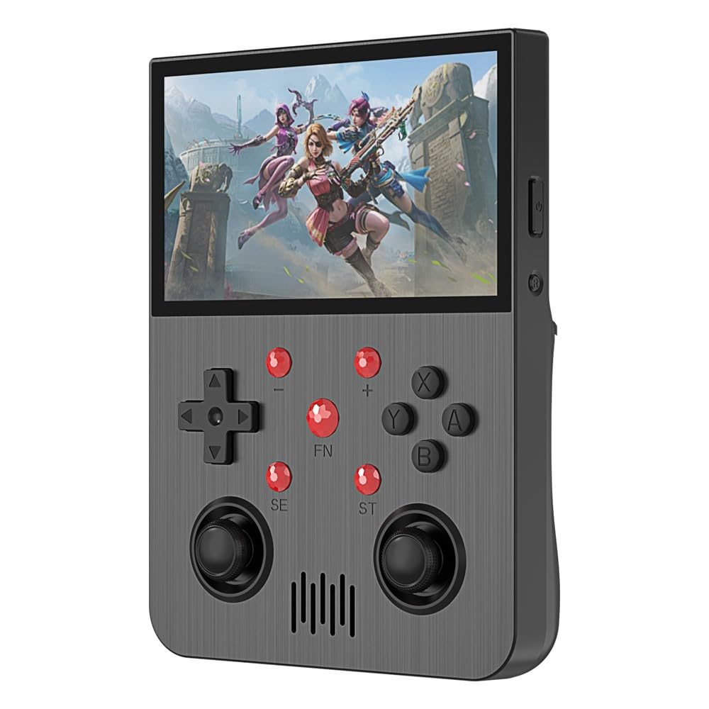 Console di gioco portatile G30, display da 4,3 pollici, sistema di gioco arcade retrò con scheda 64G, emulatore multiplo, nero (nero)