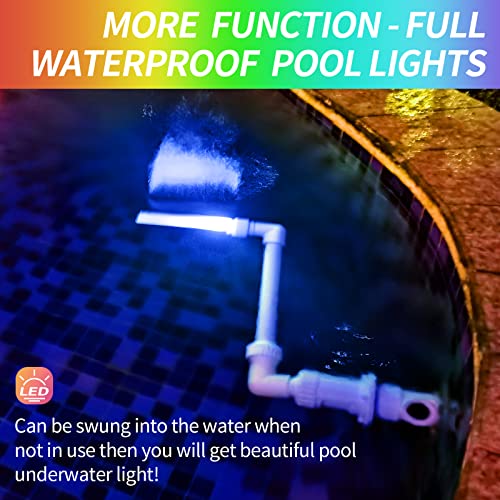 Water-Fountain Swimming Pool Sprinkler Decoration - Solid Blue LED Light Pool Aerator Nozzle for Above & In-ground Pools Fitting 1.5” & 2.2”, Adjustable Pool Cooler Cascade Waterfall Decor - Thumbnail 6