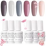 GELLEN Gel Nail Polish Kit, Nude Grays Gel Polish Set, Neutral 6 Colors Soak Off UV Nail Gel Polish, Home Salon Gel Manicure Kit