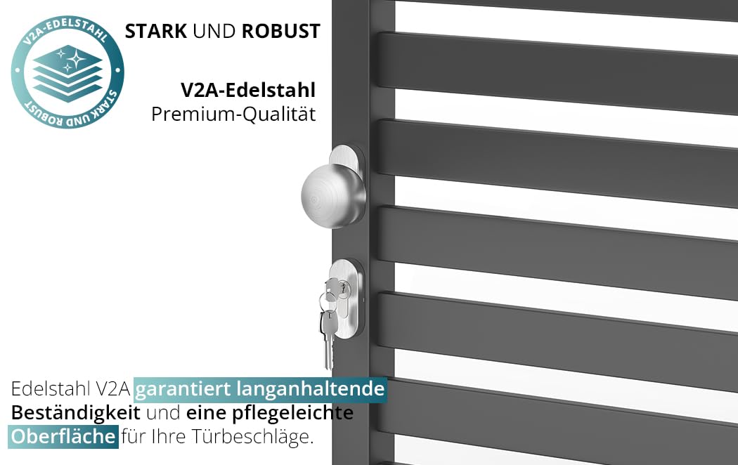ERGO line 1 Paar drehbare Premium Kugelknäufe, Oval-Rosette, PZ-Rosette, Profiltür-Knopf, Edelstahl Türknöpfe, Knopfdrücker, Türknauf, Rahmentürknopfe, TOP Qualität