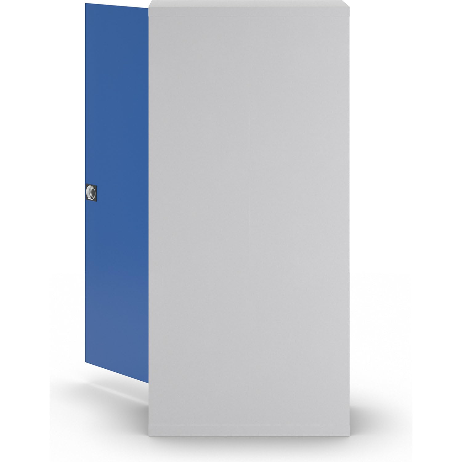 eurokraft | Stahlschrank Nilas | mit 4 Fachböden | HxBxT 1950 x 915 x 421 mm | lichtGrau/Enzianblau