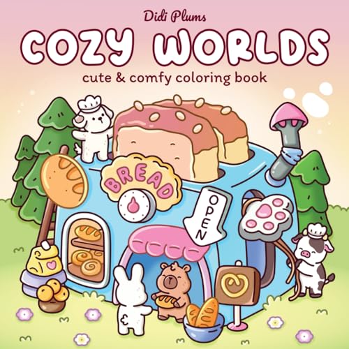 Cozy Worlds: Cute Coloring Book for Adults and Teens Featuring Adorable Animals in Comfy Little Spaces for Relaxation