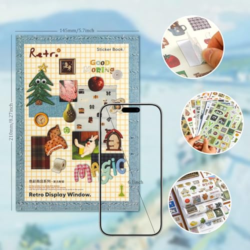 Image of 1300+ PCS Vintage Cute Scrapbook Sticker Book, 50 Sheets Retro & Ins Little Object Theme Korean Stickers for Scrapbooking, Art Scrapbook Supplies for Adults Teens Women Girls Junk Journal Journaling