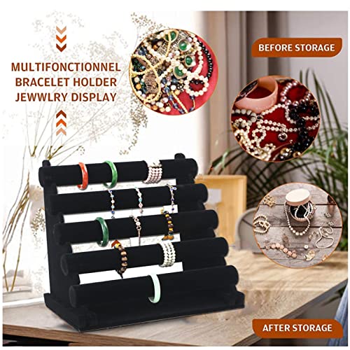 Eeuk 5 Tiers Bracelet Holder, Velvet Detachable Jewelry Display Stand, Removable Necklace Bracelet Earring Bangle Pendants Anklet Tower Watch Key Holder Organizer For Women Men Girl(Color:black) #TOP1