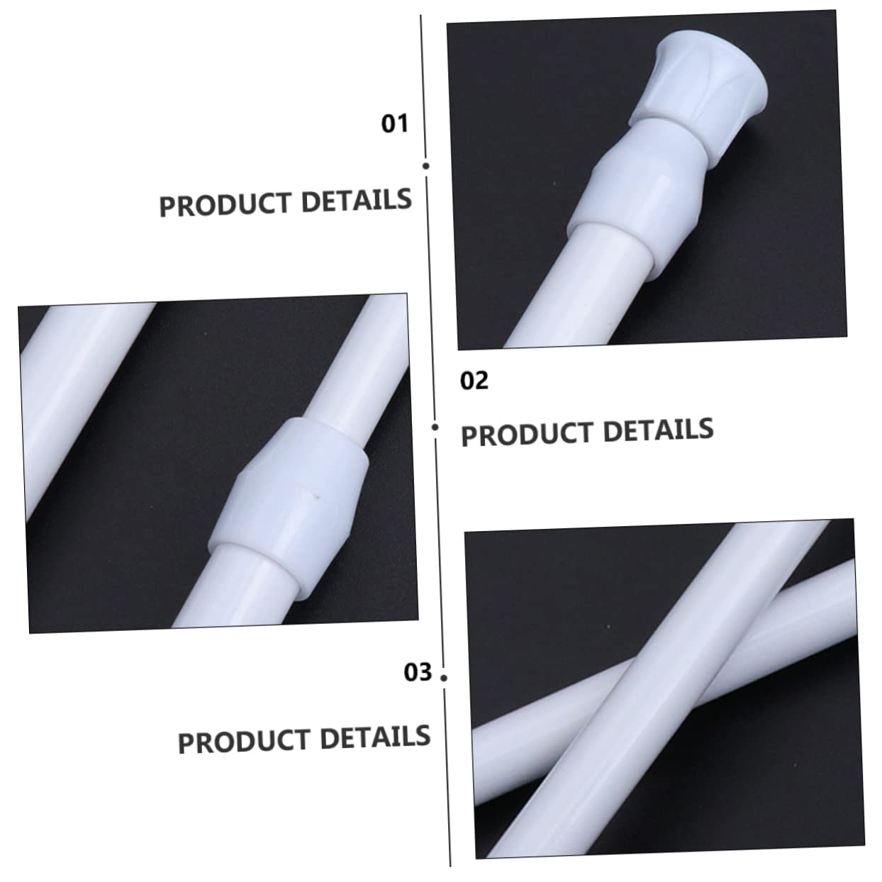 Alipis 2pcs Adjustable Telescopic Shower Curtain Rod Carbon Steel Multi Use Extendable Rod for Bathroom Kitchen and Closet No Drilling Installation Clothes Rail - Image 2