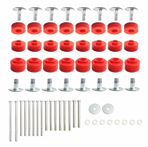 For Ford1999-2007 F-250 F-350 Super Duty Cab Mount Bushing Kit Polyurethane Body Mounts with Steel Sleeves & Hardware, Replaces Worn Factory Bushings - KF04058BK(Red)