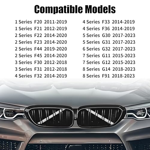 Image of V Brace Wrap Covers Compatible with BMW Grille Inserts StripesWrap | White Grill Inserts Compatible with BMW F30 G30 F20 F22 F32 G32 G11 G12 M5 F90 For 1 2 3 4 5 6 7 Series Accessories