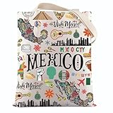 VAMSII Mexico Souvenir Travel Tote Bag Mexico Bachelorette Party Gift Mexican Pride Gifts Mexican Vacation Gifts (MexicoTote)