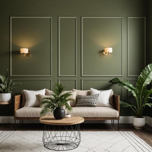 Image of Upick Peel and Stick Wainscoting Pre-Cut Wall Molding Kit, 20 inchx50 inch, 6-Frame | PS Panels,Moisture Resistant,Pre-Primed,DIY Installation,Accent Walls,Living Room,Hallway,Bathroom,Trim for Walls