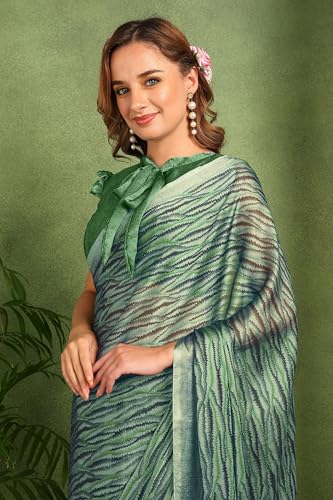 Image of MIRCHI FASHION Saree for Woman | Chiffon Block Printed Lightweight Daily Wear Sarees with Blouse