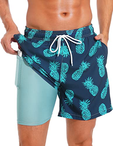 SILKWORLD Swim Trunks with Compression Liner - Premium Men's Swimming Trunk/Bathing Suit/Beach Shorts/Boardshorts
