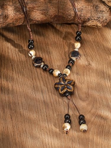 MINACHI Boho Hippie Colorful Ceramic Beads Star Charm Y Necklace, Bohemian Summer Statement Jewelry Gift for Women3