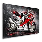 Kunstgestalten24 Leinwandbild Motorrad Honda CBR 1000 RR Abstrakt Wandbild Kunstdruck Raumdekoration