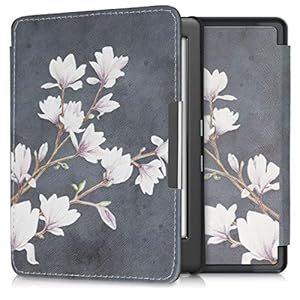 kwmobile hoes compatibel met Kobo Glo HD/Touch 2.0 – Case voor e-reader in taupe/wit/donkergrijs – Magnolia