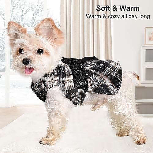 Image of Dog Sweaters Dog Clothes for Small Dogs Boy Girl Fall Puppy Dress Warm Fleece Chihuahua Yorkie Teacup Doggie Sweaters Dresses Doggy Sweater for Small Dogs Girl Cat Outfit, Black, M