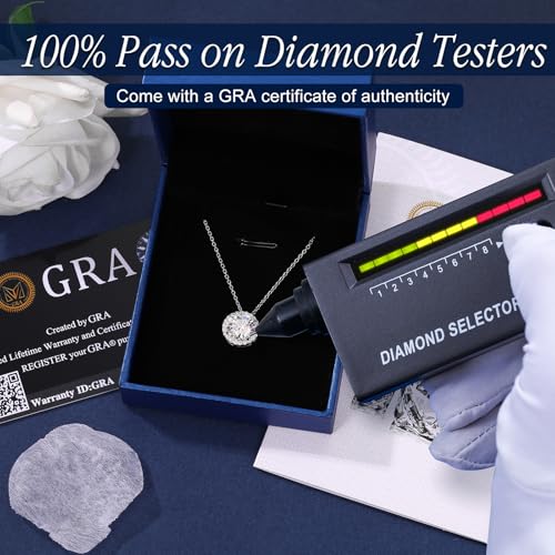 Moissanite Necklace Halo Pendant for Women 0.5CT-4.0CT 18K White/Yellow Gold Plated Sterling Silver Dainty Anniversary Day Present for Her Wife Mother 18+2 inches Lab Created Dimaond Jewelry with GRA Certificate of Authenticity2