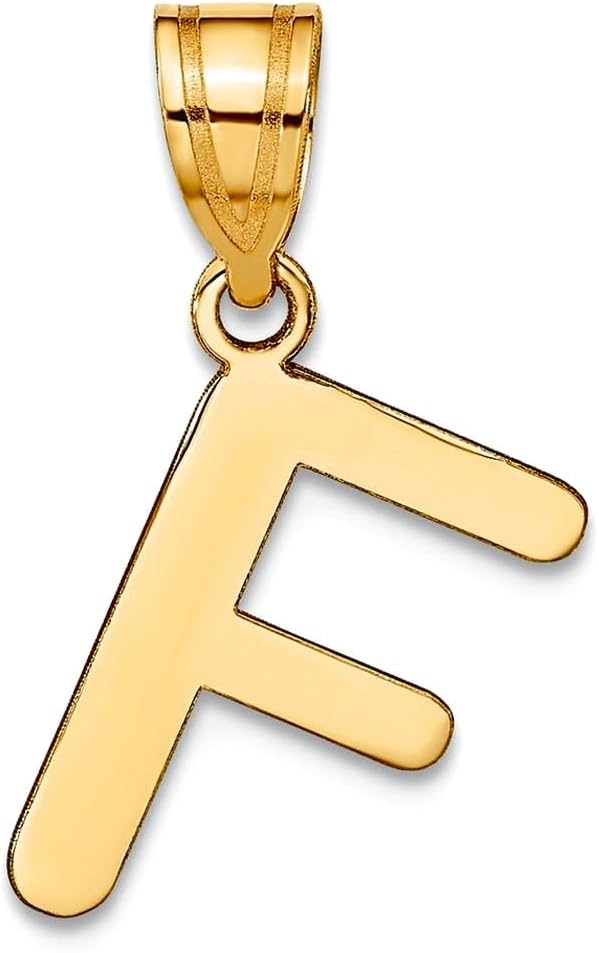 JewelryWeb 14k Gold Polished Bubble Letter F Initial Pendant Necklace Pendant for Women