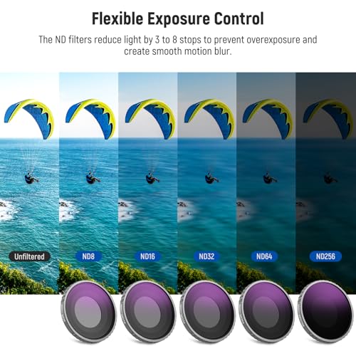 Image of NEEWER 6 Pack ND Filter Set Compatible with DJI Osmo Action 5 Pro /Action 4, Multicoated HD Optical Glass CPL + ND8 + ND16 + ND32 + ND64 + ND256 Action Camera Lens Neutral Density Accessories, FL-N70