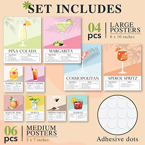 97 Decor Vintage Cocktail Poster - Bar Cart Accessories And Decor, Cute Cocktail Wall Art, Colorful Preppy Alcohol Prints Set, Aesthetic Drink Recipe Pictures, Trendy College Apartment Dorm (Unframed) #TOP1