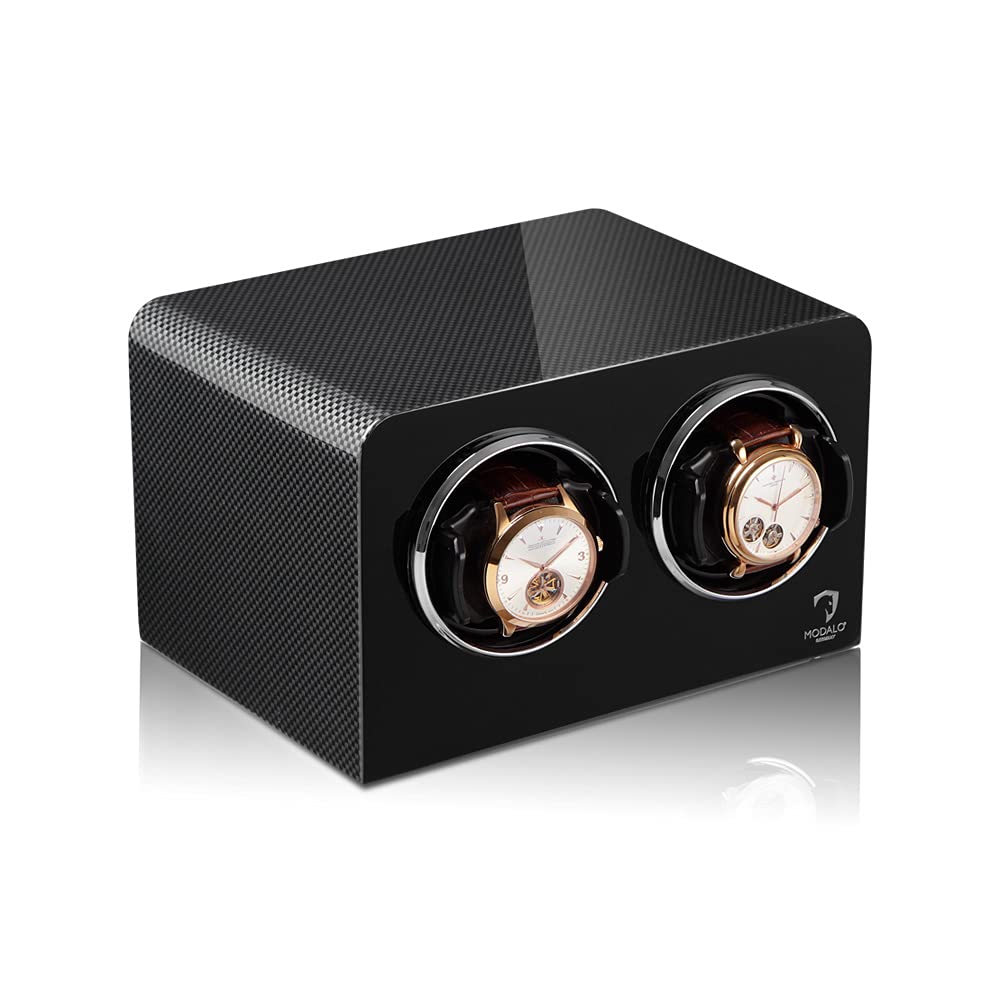 MODALO Uhrenbeweger (Watch Winder) Inspiration MV4 für 2 Uhren Carbon Klavierlack…