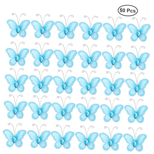 Mariposas de malla y alambre SHINEOFI para manualidades y arreglos florales 3