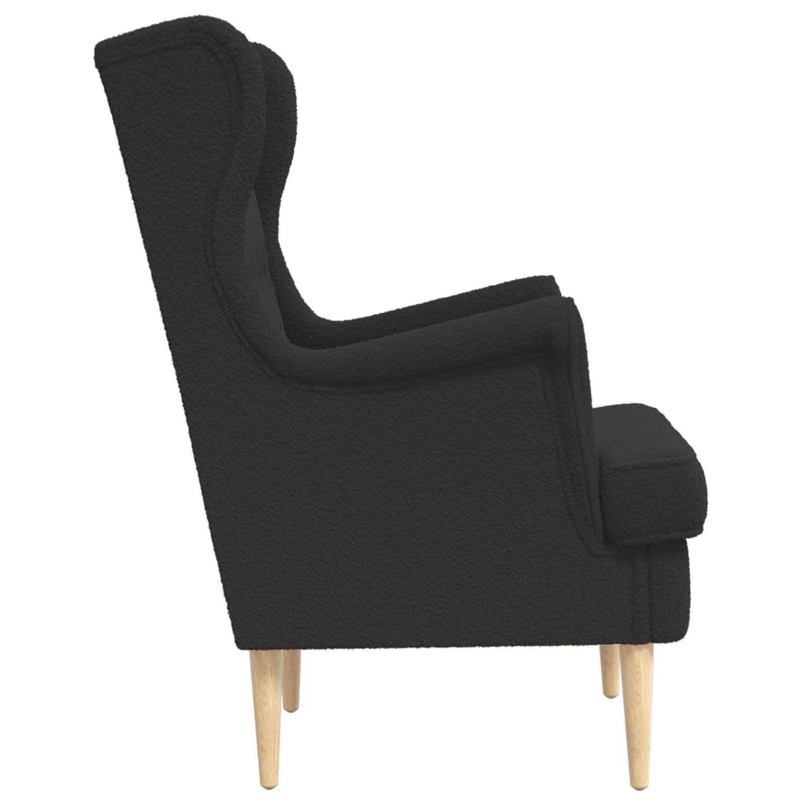 Sillón con orejeras moderno Bouclé, con acolchado de espuma y estructura de metal y madera, 65 x 79 x 100 cm, para salón, dormitorio, oficina, 110 kg de capacidad de carga