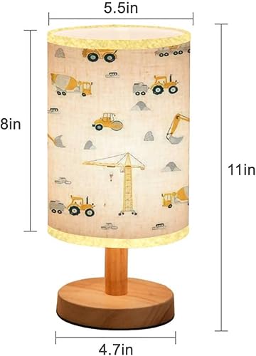Miniatura 3 de Lámpara minimalista para mesita de noche, lindos niños sin costuras con amarillo para auto, camión volquete, grúa, señales de carretera en madera,
