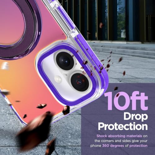 Image of Magnetic for iPhone 17 Case with Stand [Compatible with Magsafe] [Cute Fashion Fluorescent Design] [1 Screen Protector] Slim Translucent Matte Case for iPhone 17 6.3 inch 2025, Purple