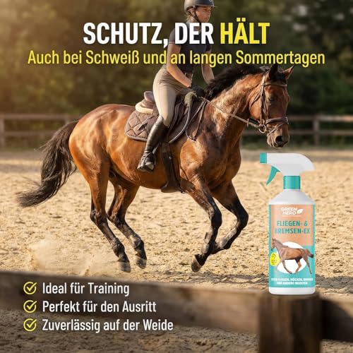 Green Hero Bremsen & Fliegenspray Pferd 500 ml | Sofortschutz gegen Bremsen, Fliegen, Mücken, Kriebelmücken & Hirschlausfliegen | Bremsenspray als Insektenschutz für Pferde