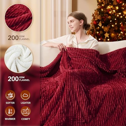 Image of Homemate Electric Heated Blanket Queen Size - 84 inchx90 inch Heating Blanket Queen Size Dual Control 1 /2 /4 /6 /8 Hours Auto-Off 10 Heat Level Over-Heat Protection Soft Flannel Sherpa ETL Certification