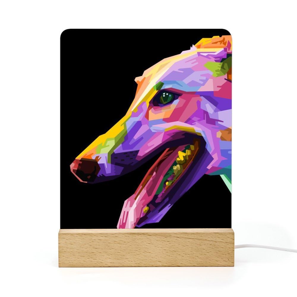 Cmagnifico Acrylic Night Light,Colorful Greyhound Dog, USB Port, Gift for Friends, Family, Lovers