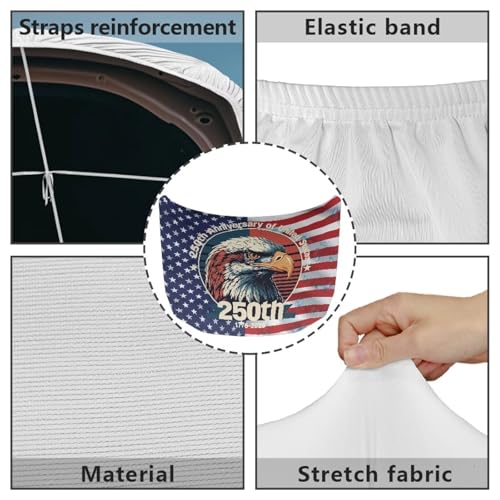 Image of Renewold 250th 4th of July Car Hood Cover for Automobile Patriotic Eagle Vehicle Hood Cover Party Festival Celebration Decor Outdoor Wrap Blanket Exterior Car Accessories for Women Men