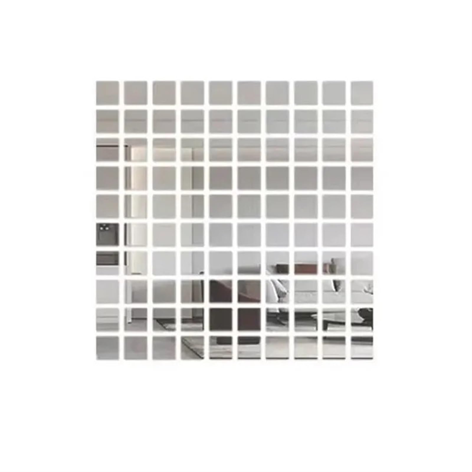 100pcs 3D Square Wall Stickers Mirror Decal DIY Mural for Living Room Bedroom Art Home Decor 2/3/4cm for Bathroom(Sliver,100pcs 2x2cm)