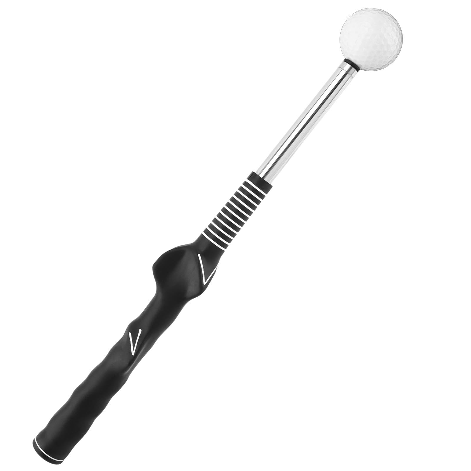Bibabala Golf Swing Training Aid,Rhythm Click Sound Warm Up Golf Swing Trainer,Golf Grip Trainer Attachment(Black)