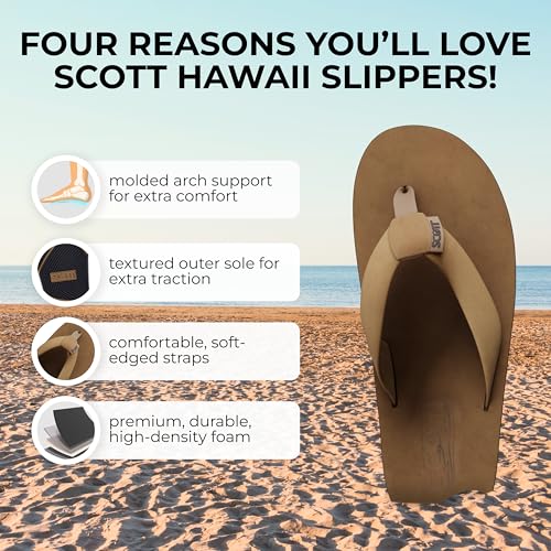 Scott Hawaii Men's Luna Sandal | Leather Flip Flop with Arch Support and Heel Cup2
