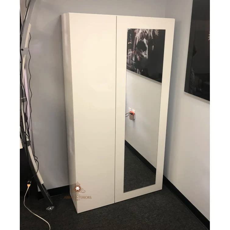 Engineered Wood Two-Door Wardrobe(White) | Almirah/Cupboard for Bedroom and Storage Organising | Furniture with 6 Shelves and Mirror-image-13