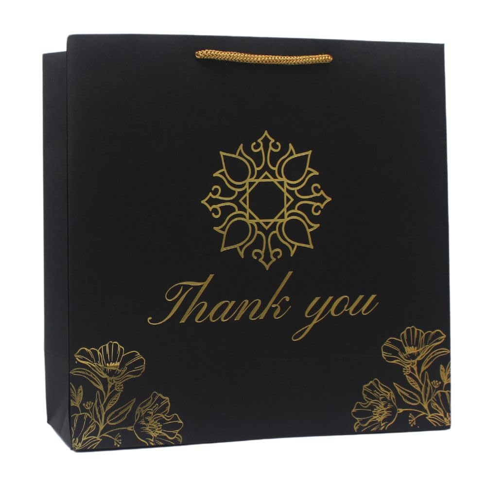TASCHE Black Gold Foil Thank U Design Paper Gift Bags for Return Gifts | Weddings | Birthday | Holiday Presents (Pack Of 80 l 10x10x4 Inches) (B0CQQYX9WM) Amazon Price History, Amazon Price Tracker