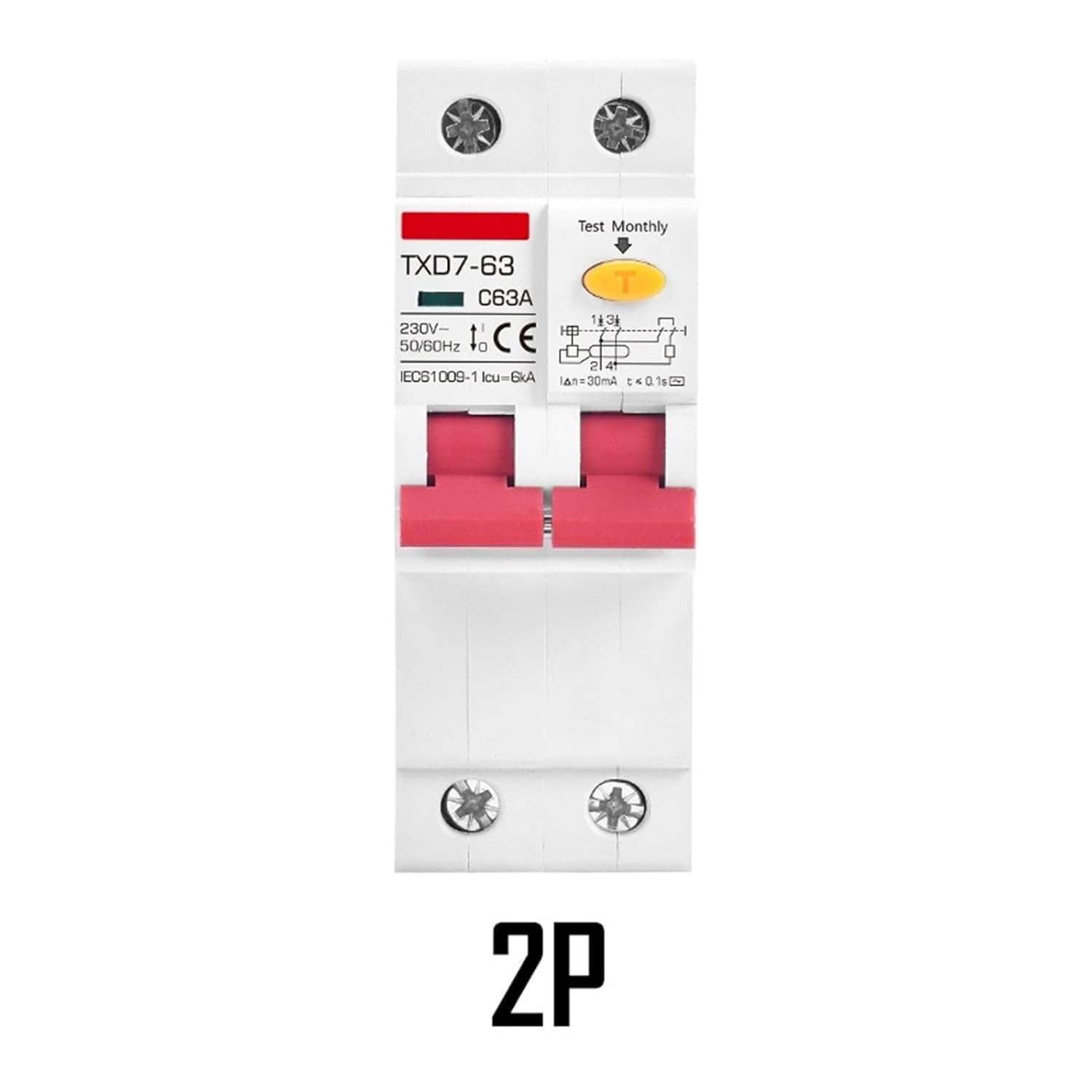 Trójfazowy automatyczny wyłącznik RCD 3P 4P ochrona przed wyciekiem 15mA 30mA RCBO 20A 25A 40A 80amp 230 400 V V Automatyczny wąski zatrzask 1 szt. Kolor: 2P Rozmiar: 40(1,10A 30MA)