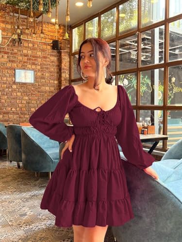 Image of Leriya Fashion Mini Dress for Women | One Piece Dresses for Womens | Stylish Dress for Woman |Mini Dresses Rayon for Women Stylish |Summer Casual Outfit Wear Events, Date & Evening Look
