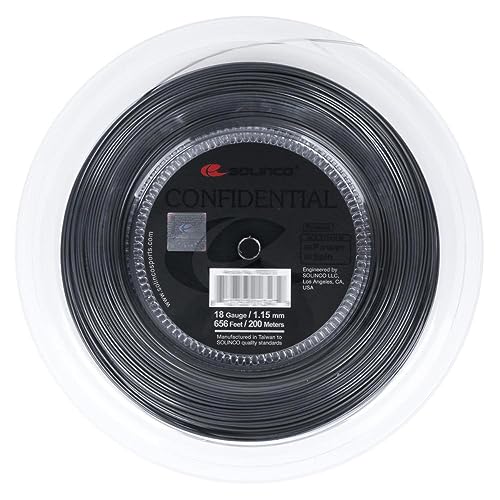 Solinco Confidential Tennis String Reel 656 ft / 200 m High-Performance Co-Polyester Monofilament for Power, Spin, Control & Comfort, 18