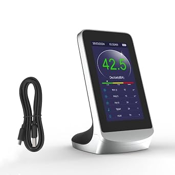 Decibel Meter, 6 in 1 Multifunctional Digital Decibel Meter with LCD Display, 30-130dBA Measuring Range, Rechargeable Sound Level Reader for Home, Office, Workshop