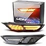 iJDMTOY JDM Smoked Lens 3D Amber Full LED Front Side Marker Light Kit Compatible With 2007-up Nissan GT-R, Powered by 30 LED Diodes, Replace OEM Amber Sidemarker Lamps