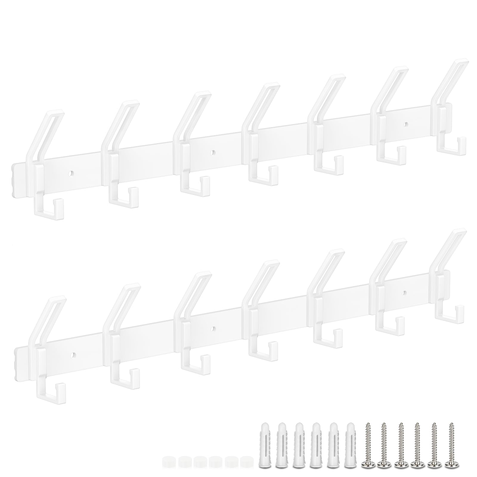 Alyvisun 2 Pieces Heavy Duty Wall Coat Hangers with 7 Hooks, Stainless Steel Coat Racks for Haning Jackets Scarves Bags, Coat Hooks Wall Mounted for Entryway Bathroom Kitchen (Black) — view 8