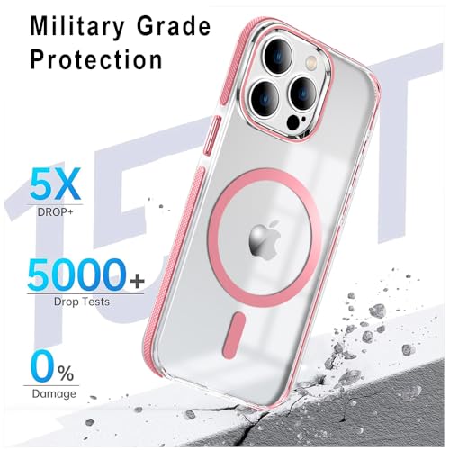 Image of MINTZZ ️ for iPhone 13 Pro Max Case, Compatible with MagSafe, Military-Grade Protection, Yellowing Resistant, Scratch-Resistant TPU Back, Magnetic Phone Case for iPhone 13 Pro Max, Clear Pink
