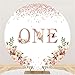 Yeele 6.5x6.5ft Happy 1st Birthday Round Backdrop Pink Gold First Birthday Background Watercolor Flowers Glitter 1st Birthday Party Decoration Girls Cake Table Banner Kids Portrait Photo Booth Props