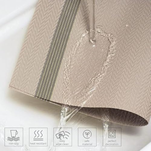 Image of Potency Table Mats Set of 4, Woven Placemate for Dining Table, Heat-Resistant Placemats Stain Resistant Anti-Skid Washable PVC Table Mats, Vinyl Placemats for Dining Kitchen Restaurant Table (31Brown)