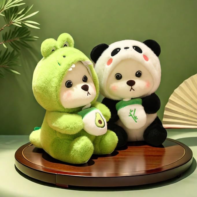 Image of SCOOBA Cap Bear with Avocado Dress bonbon Soft Toys for Kids Babies 35cm Medium (Bear with Avocado bonbon)
